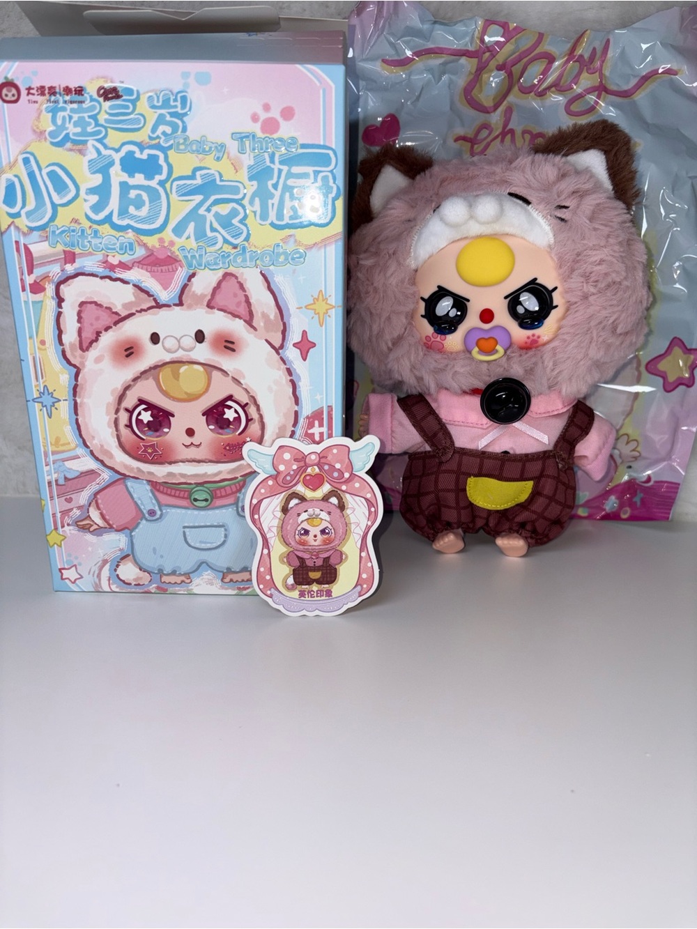 Baby Three Cat Wardrobe Plush Confirmed British Impression Blind Box
